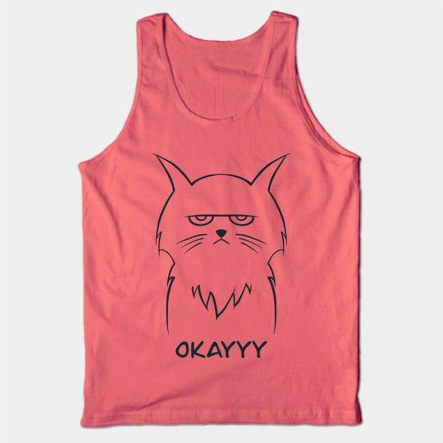 Annoyed cat (Black) Tank Top by lufiassaiful